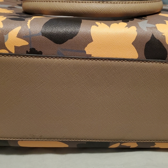 LaTerre handbag dark beige with gold gray and brown leaves. Aprox 12" tall - Picture 4 of 5